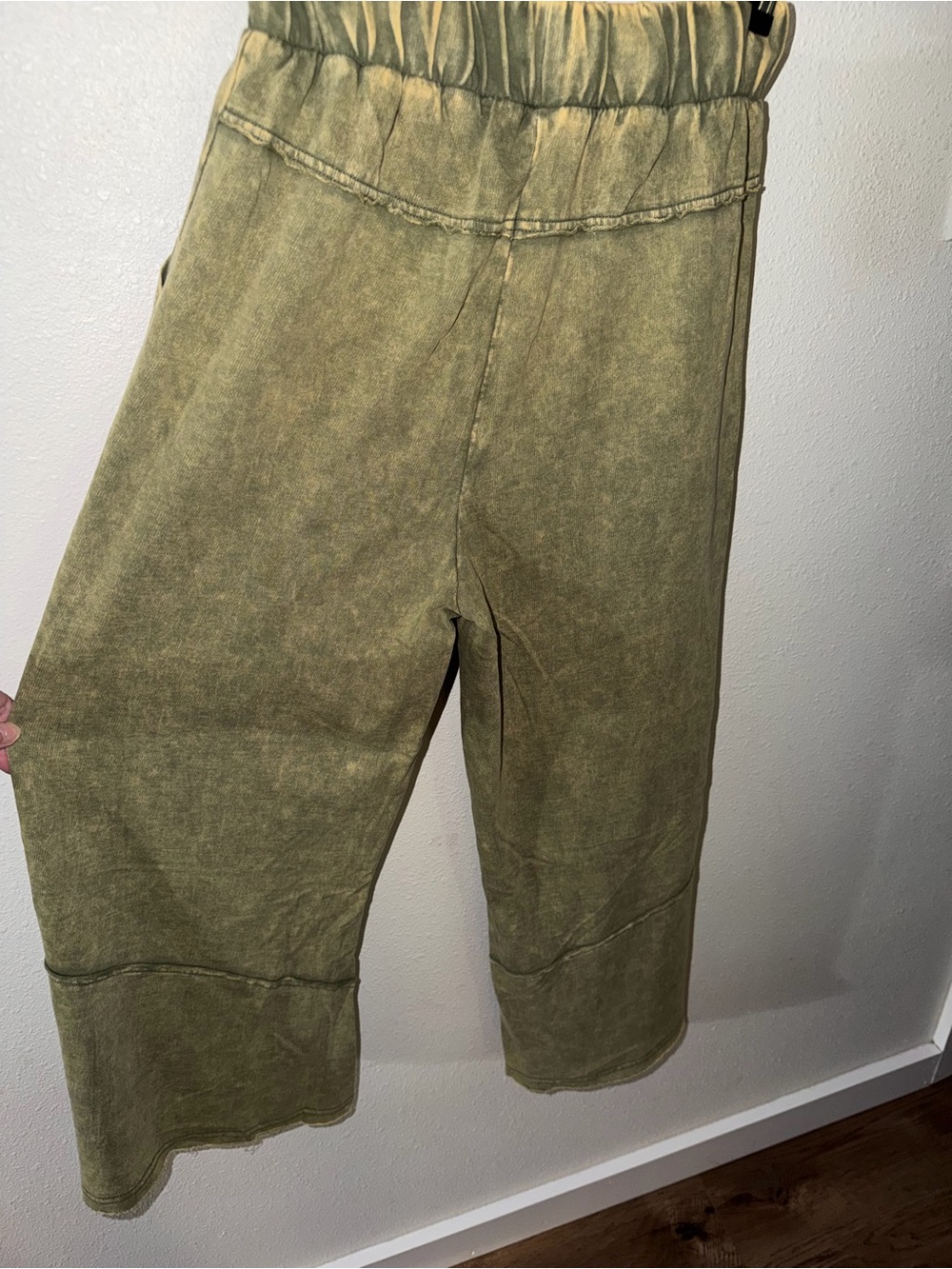 Zenana Outfitters French Terry Olive Wash Flare Drawstring Pants NWOT - Picture 7 of 10